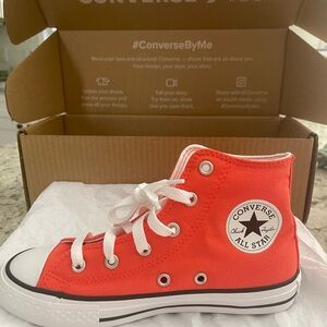 Converse Bright Red High-Tops with White Accents
